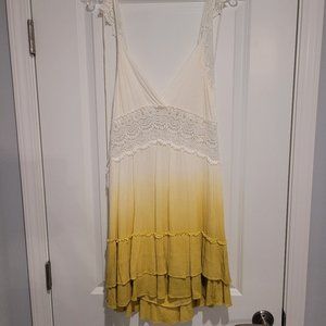 Promesa Ombre Yellow and White Lace Mini Dress